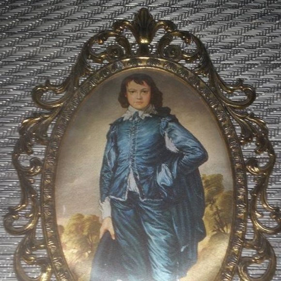 Old Vintage Blue Boy Metal Pictorial Wall Picture Hang - Picture 2 of 4